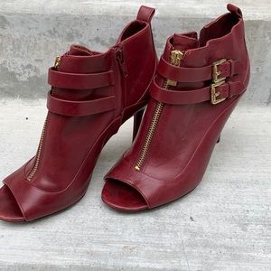 Michael Kors Burgundy Open toe bootie w gold hardware.  Size 8.5